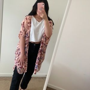 Pink floral kimono wrap